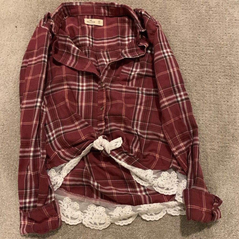 Hollister Long Sleeve Button-up With Lacing